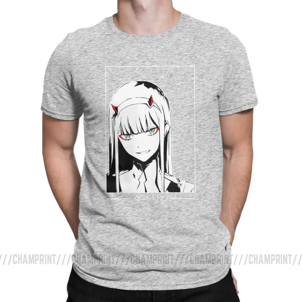 Серый Крутая футболка Zero Two Darling In The Franxx Movie, футболка для мужчин, хлопок, футболки смешного размера плюс, топы, Новое поступление одежда - Цвет: Серый