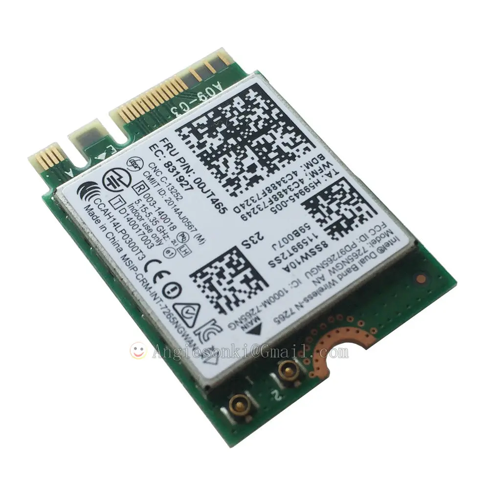 Двухдиапазонная Wlan-карта для Intel 7265 7265AN 7265NGW 00JT465 /04X6031 WiFi + BT4.0 NGFF/M.2 Thinkpad X250 T450s T550 W550