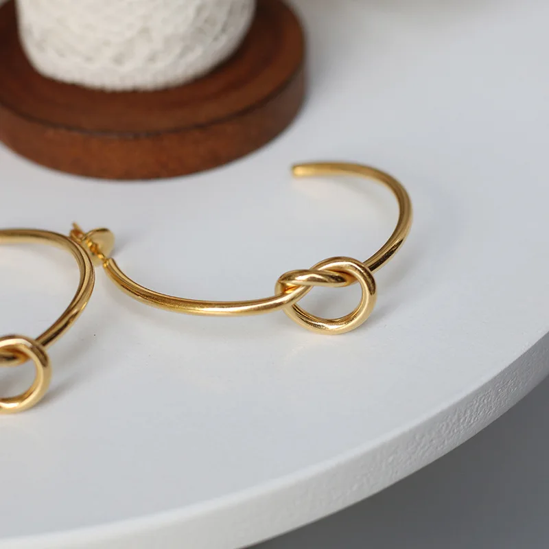 Amaiyllis 1pc 18K Gold Retro Modern Rope Knot Big Earrings Fashion Industrial Wind For Women Jewelry Christmas Gift | Украшения и