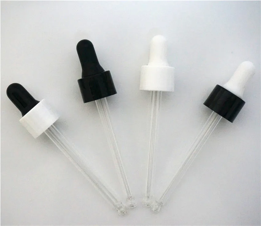 

5-100ml 20-300pcs Essential Oil Bottles Cap 18/410 White/black Plastic Cover Dropper Lid Glue Head Lid with Glass Dropper Pipe