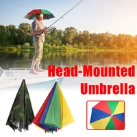 2colors portable head mounted umbrella 55cm sun shade lightweight camping fishing hiking outdoor parasol foldable cap umbrella