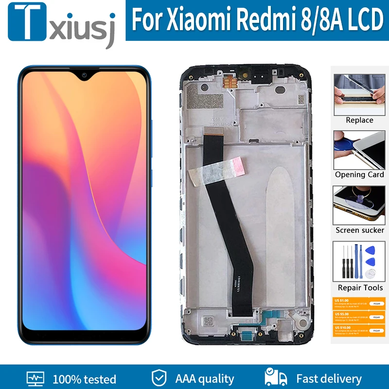 

Оригинальный ЖК-дисплей 6,22 дюйма для Xiaomi Redmi 8 8A, ЖК-дисплей, сенсорная панель с рамкой, дигитайзер в сборе, запасные части + Инструменты + лент...