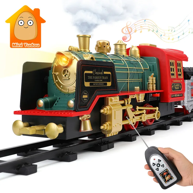 Classical Simulation Water Steam Electric Railway Set Christmas Gift Educational Toy For Children