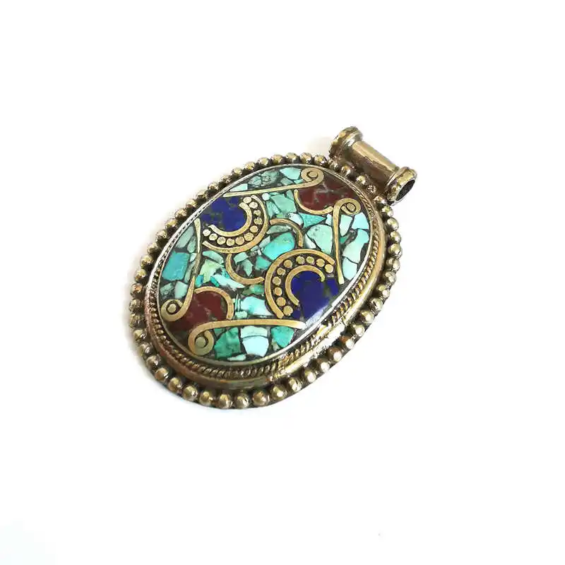 TBP357 непальская Ручная Работа винтажные большие кулоны Медная Инкрустация