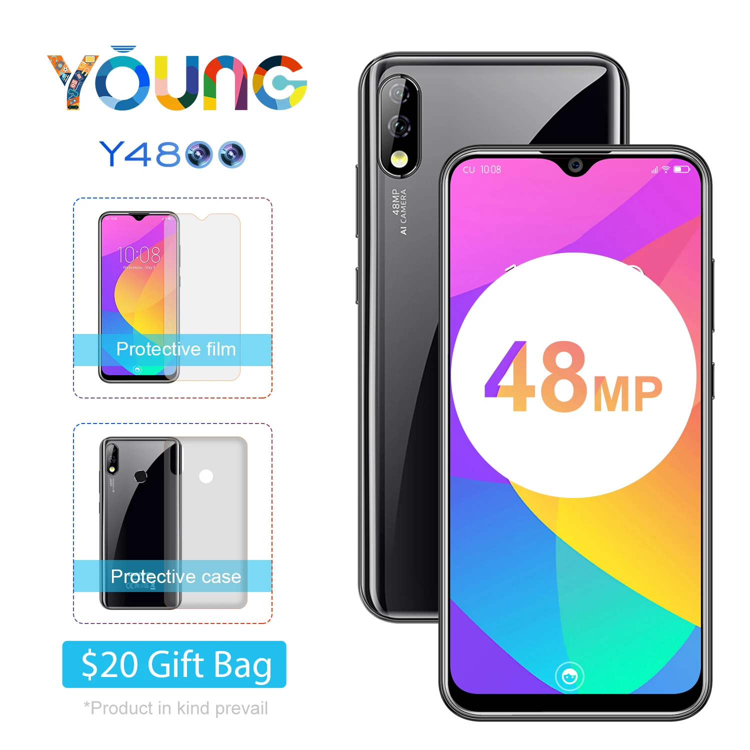 Перейти на Алиэкспресс и купить Oukitel Y4800 смартфон с 6,18-дюймовым дисплеем, ОЗУ 6 ГБ, ПЗУ 128 ГБ, 48 МП, 5 МП, Android 9,0, 4000 мАч