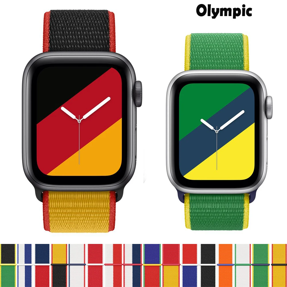 Ремешок нейлоновый для Apple Watch band 44 мм 40 42 38 спортивный браслет смарт часов iWatch Series