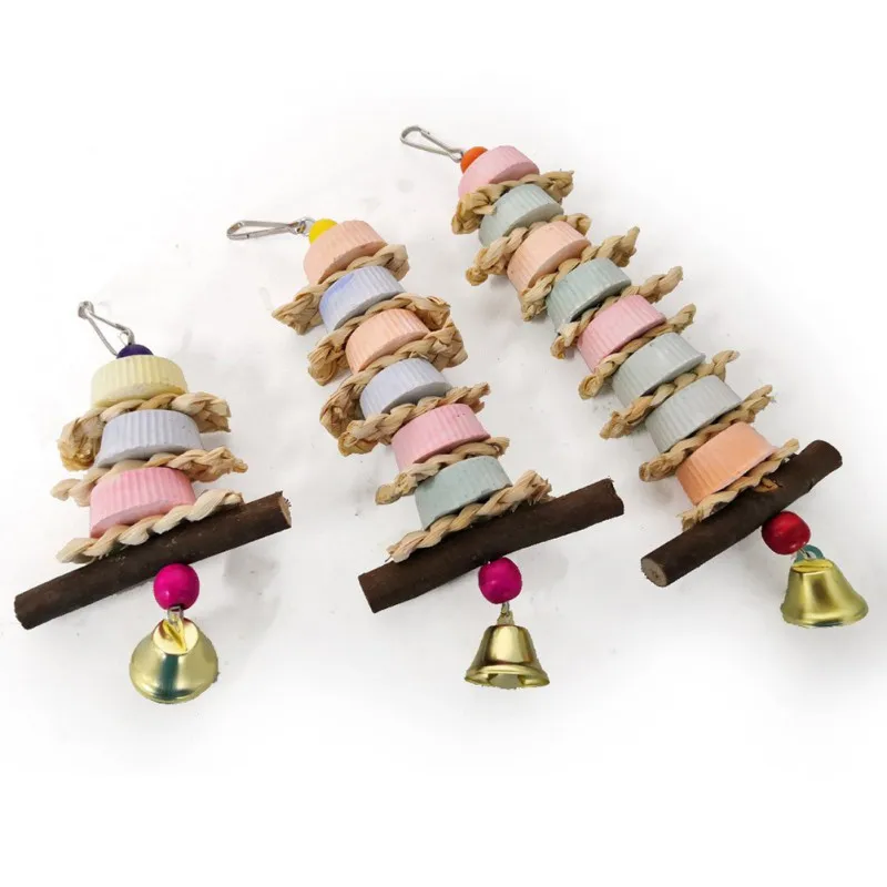 Птицы попугай шлифовальный камень жевательная игрушка подвесная веревка клетка