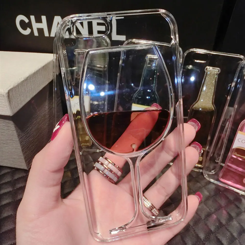 Ультратонкая прозрачная бутылка для винного шкафа iPhone 78 Plus 3D жидкая Коктейльная