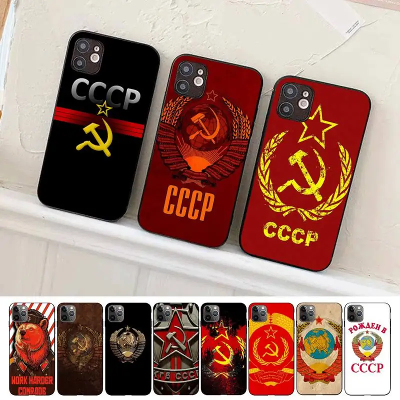 Чехол для телефона с гранж-флагом Советского Союза iphone 13 8 7 6S Plus X 5S SE 2020 XR 11 12 mini pro XS