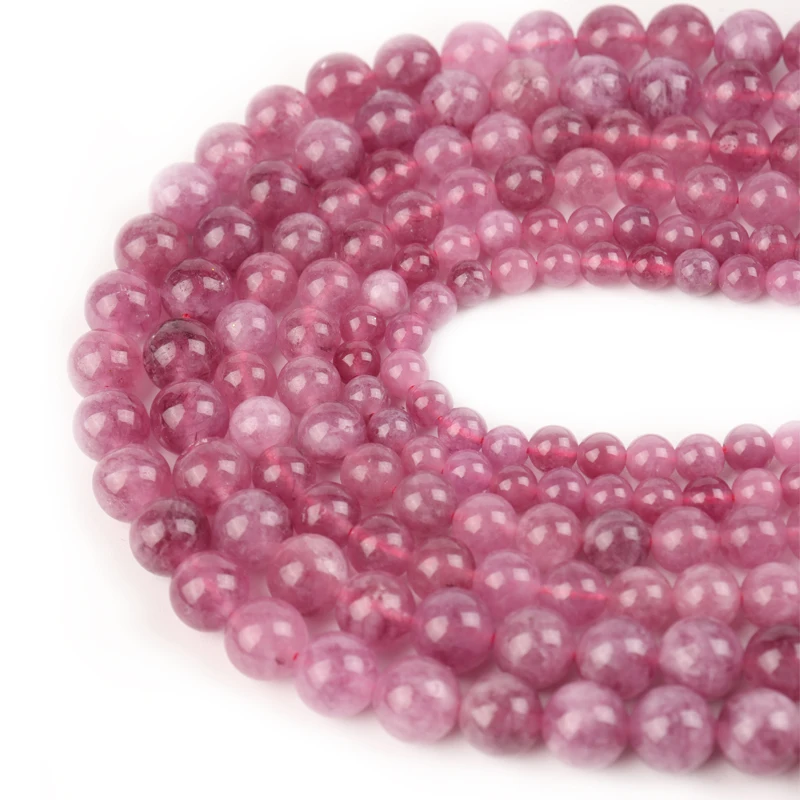 

Round Loose jade 6/8/10mm Natural Stone Beads Pink Tourmaline Stone beads For DIY Making Bracelet Necklace Jewelry Beadtales