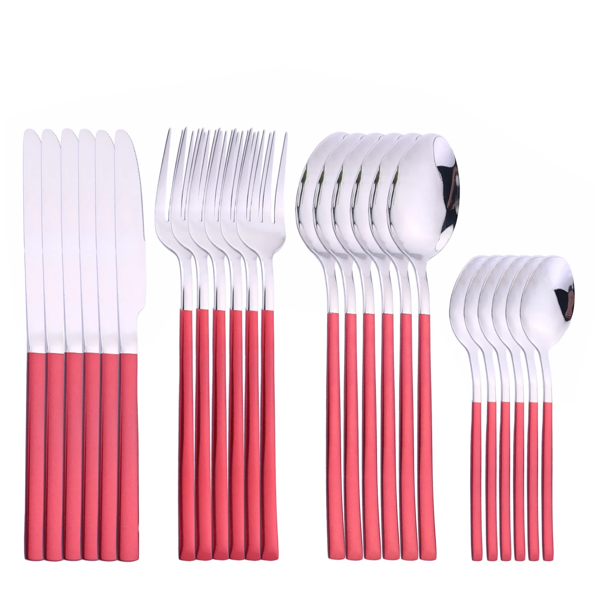 

Набор столовых приборов из красного золота, 24 шт., нож, вилка, ложка, зеркало, столовая посуда, столовые приборы из нержавеющей стали, кухонны...