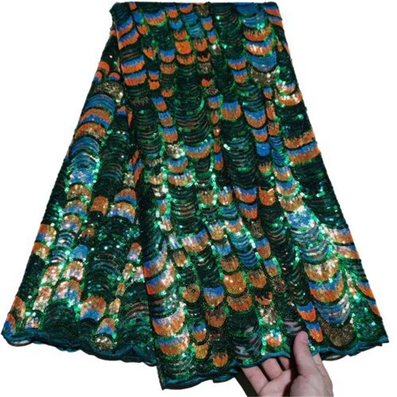 Нигерийская кружевная ткань 2019 зеленая Высококачественная бархатная