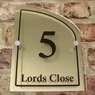 Индивидуальный номер дома, персонализированный современный изогнутый топ с именем знак на дом