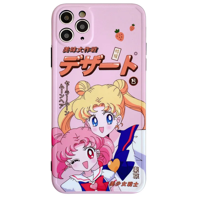 

Pink Kawaii Japanese Anime Sailor Moon Phone Case For iPhone 11 Pro Max Xr X Xs max SE 2020 7 8 Plus Cases Soft Silicone Cover