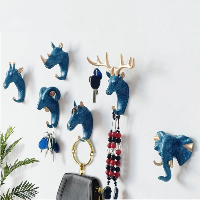 

Animal Shaped Hooks Deer Stags Rhino Horse Giraffe Elephant Head Wall Hanger Coat for Hat Hook Rack Holder Home Decor