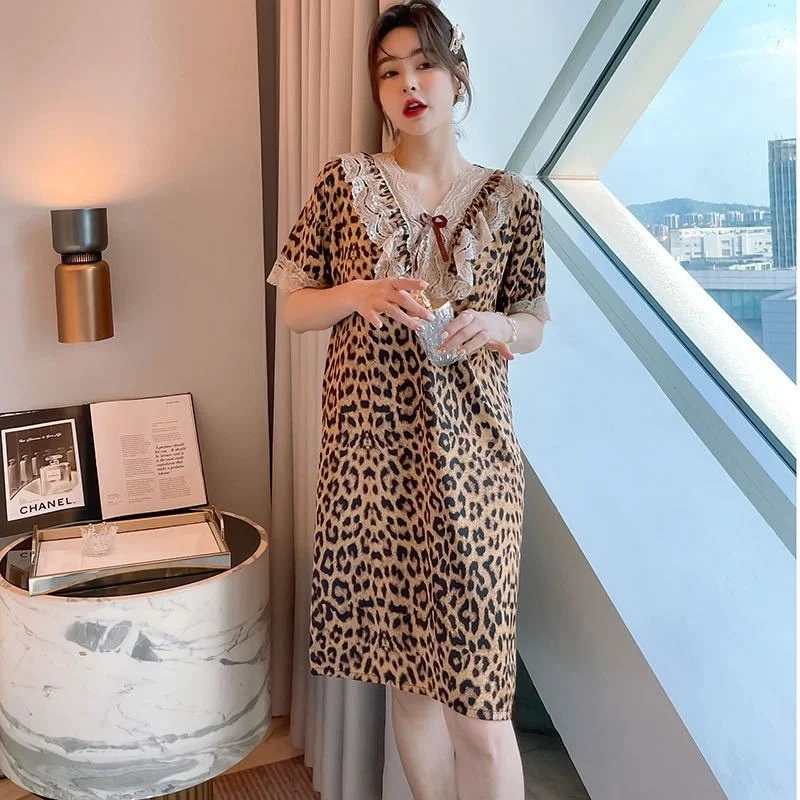 

pajimas nightdress leopard butterfly nightgown fashion home modis lenceria femenina seksi bayan gecelikler roupas feminina