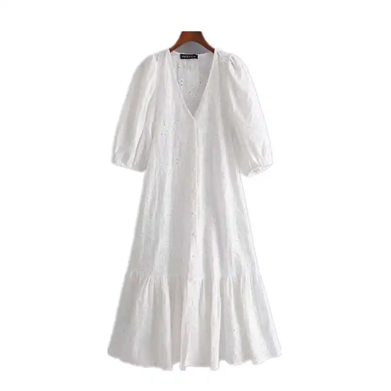 

home cut out embroidery dress