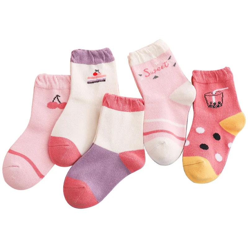 5 шт. Детские хлопковые носки средней длины в Корейском стиле для мальчиков и