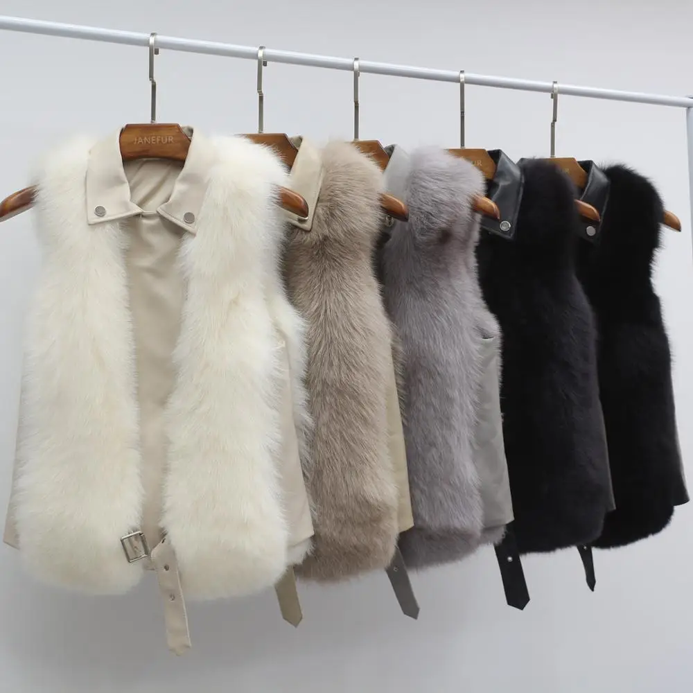 Жилет из натурального Лисьего меха без рукавов женские куртки высокого качества
