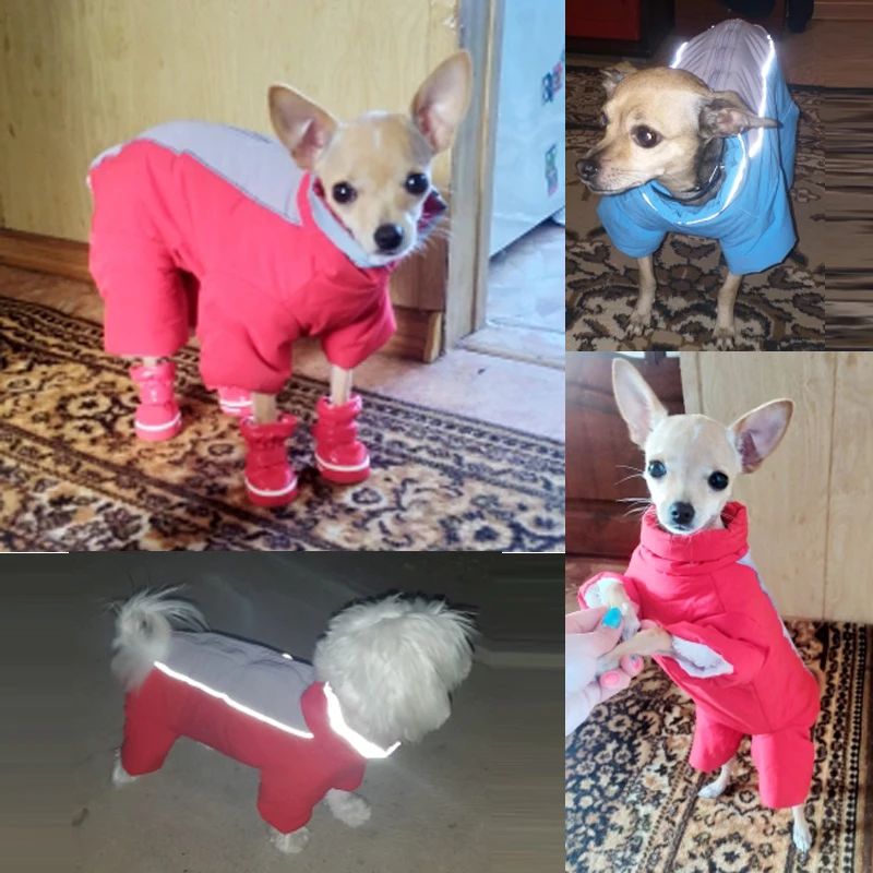 Winter Clothes for Dogs Warm Fleece Pet Jumpsuit Trousers Male/ Female Reflective Puppy Down Jacket Small Dog Clothing |