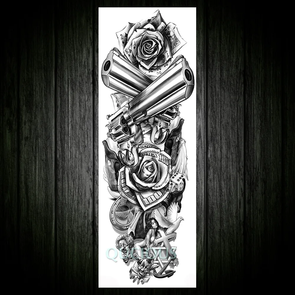 Полные руки и ноги временные татуировки Стикеры для Для женщин мужчин