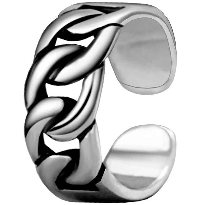 Silver 2 Скрученные кубинские кольца-цепочки, регулируемые кольца из розового золота и нержавеющей стали, свадебные хип-хоп вечерние ювелирные изделия - Цвет основного камня: Silver 2