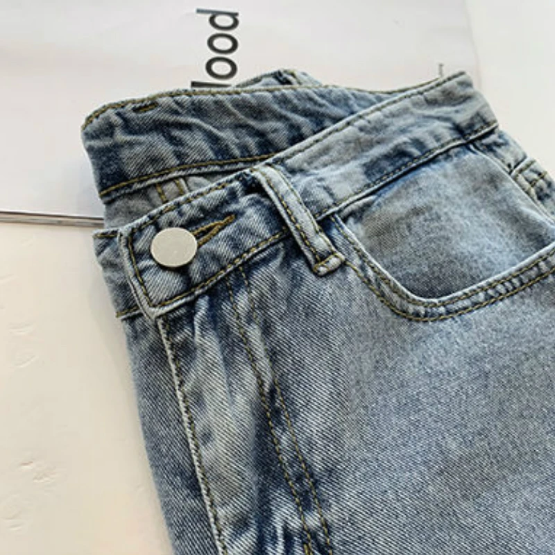 

Jeans Women Holes Straight Ripped Washed Loose 2XL Denim Solid Womens BF All-match Streetwear Casual Simple Trendy Ulzzang Chic