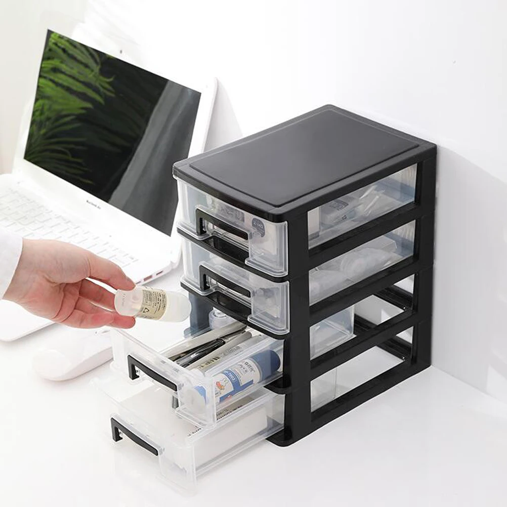 4 Layers Transparent Desktop Drawer Type Storage Box Plastic Mini Cosmetics Organizer Sundries Holder | Дом и сад