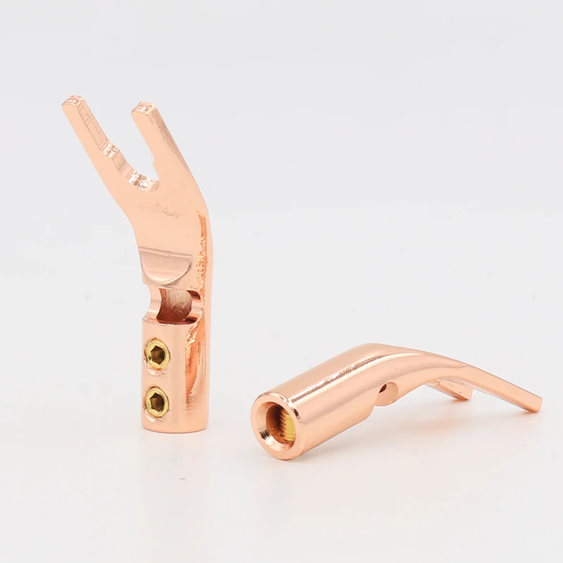 

Hifi Pure Red Copper Y Spade Plug Screw Locking Spade Fork Banana Plug
