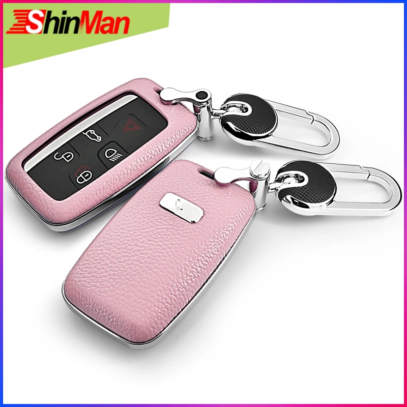 ShinMan 6color Top Layer Leather + ABS Car leather key cover For Jaguar XE XJ XJL XF C-X16 V12 guitar F X type Key Case shell | Автомобили