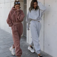casual loose 2021 autumn winter women hoodies and sweatpants tracksuits female two piece set tops sweatshirt and pants suits