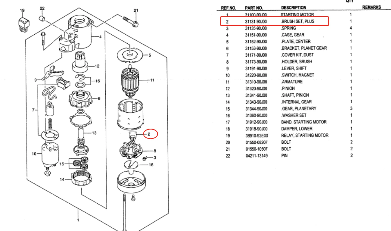 31131 90J00 угольные щетки комплект с держателем 31173 93J00 для Suzuki подвесной лодочный