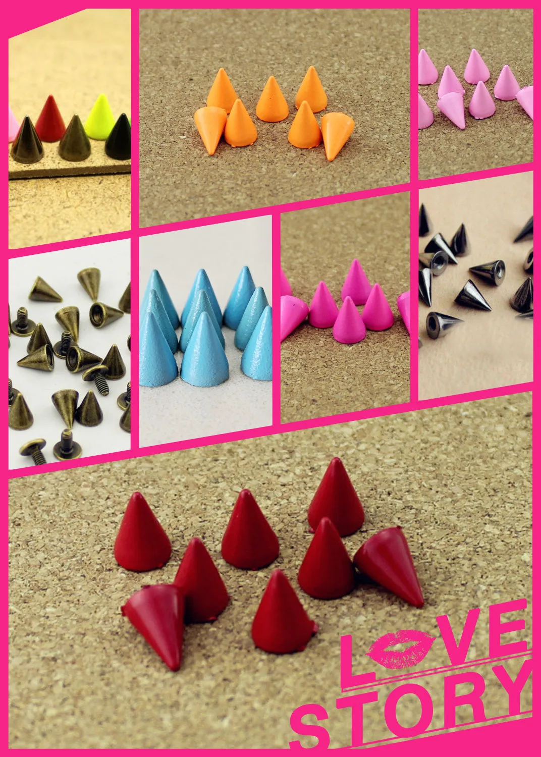 

50pcs 7*10mm Bullet Cone Colored Studs And Spikes For Clothes DIY Handcraft Garment Rivets For Leather Bag Shoes tachuelas ropa