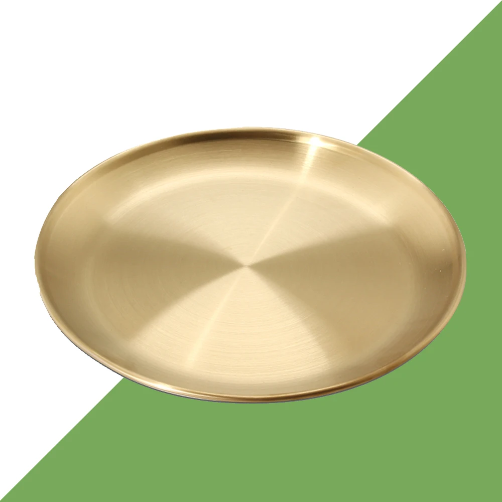 

Golden Stainless Steel Tray Scandinavian Round Storage Tray Simple Snack Cake Display Metal Plate Photography Props