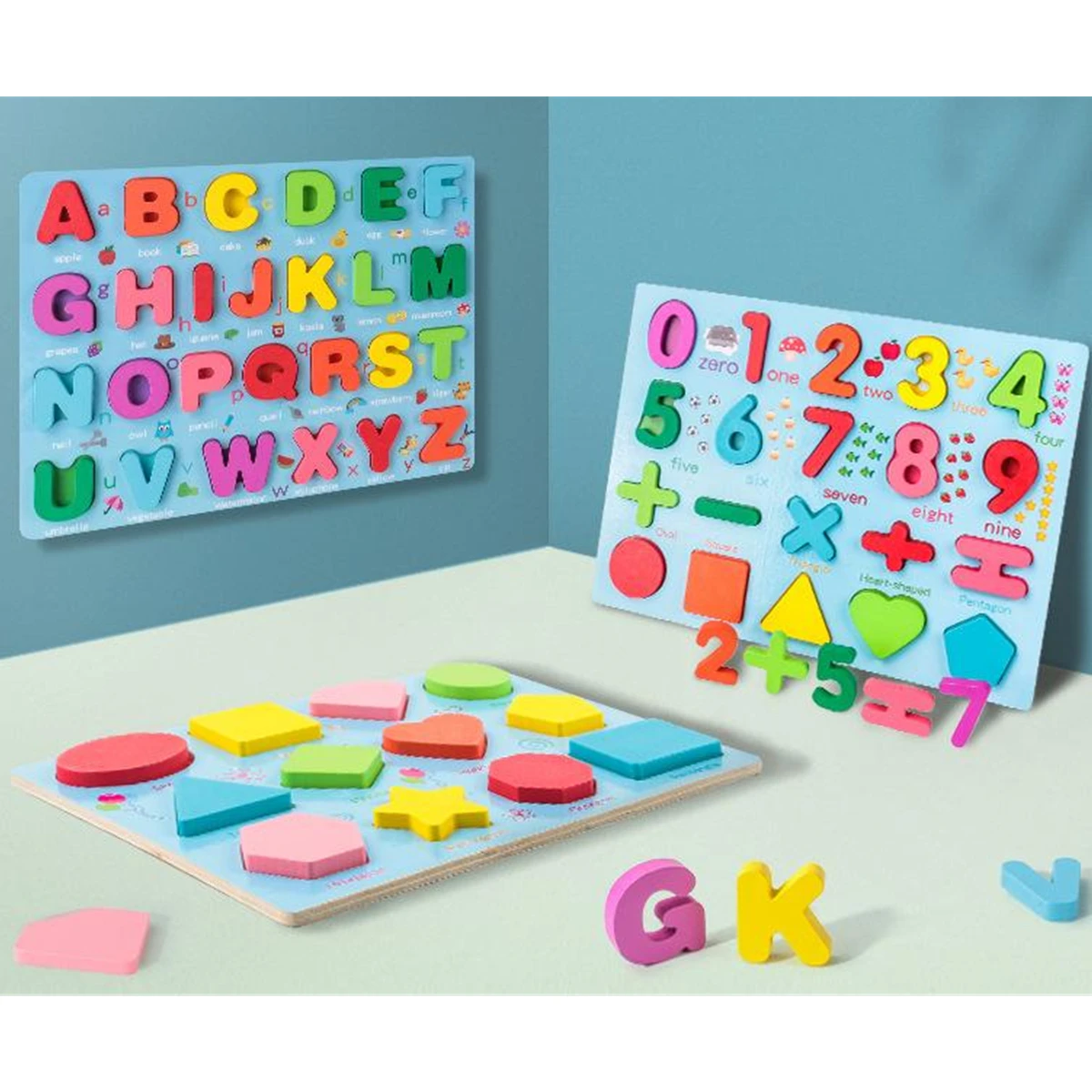 

WoCo Kids Montessori Toys Wooden Board 3D Number Letter Puzzle Games Chindren Learning Educational Toy For Baby Gifts Boys Girl