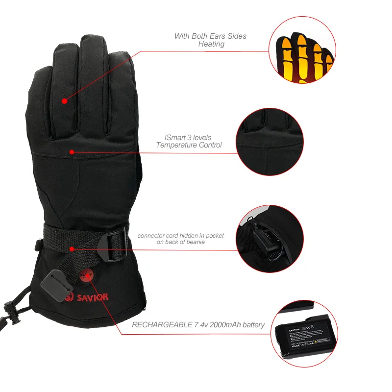 Перчатки для зимних лыж перчатки с перезаряжаемой литий ионной батареей и