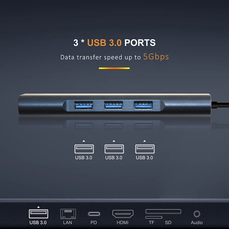 CABLETIME USB C концентратор к HDMI 3 0 SD/TF кард-ридер PD 5 мм адаптер разветвитель для MacBook Pro