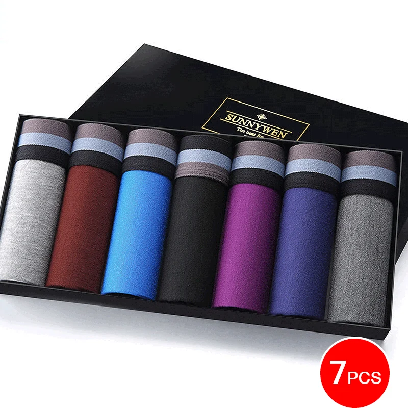 7pcs/Lot Men's Underwear Cotton Men's Panties Breathable Men's Boxer's Solid Underwear Comfortable Shorts Underwear