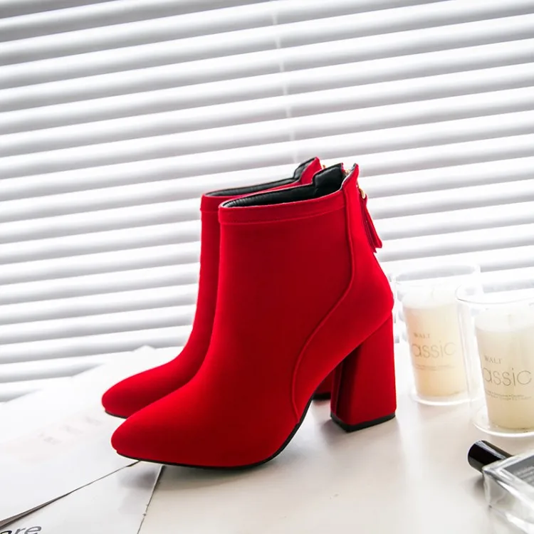 Big Size 9 10 11 12 boots women shoes ankle for ladies woman winter Rear zipper pendant with thick heel | Обувь