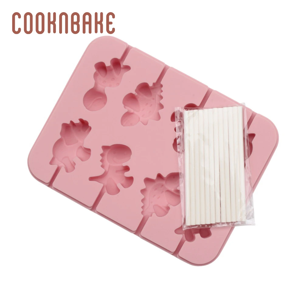 COOKNBAKE динозавр силиконовые Леденцы Форма Конфеты Шоколад на палочках 8 отверстий