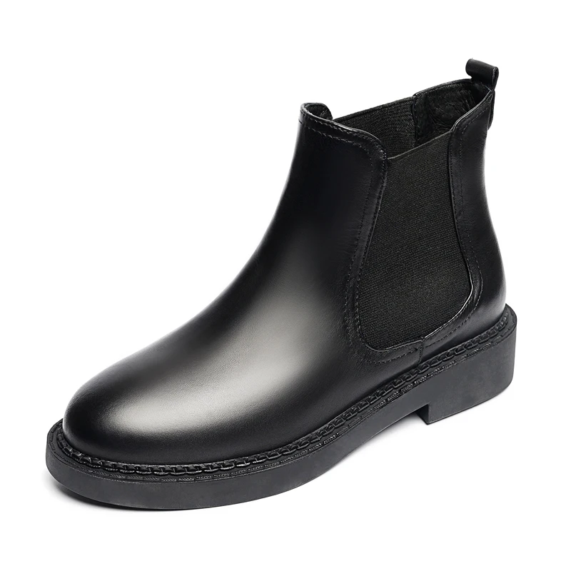 Новые модные женские ботинки челси теплая плюшевая обувь из коровьей кожи