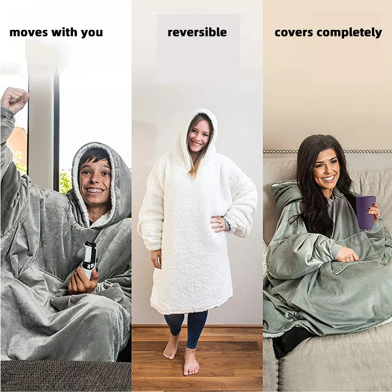 MYDC/зимние плотные удобные толстовки с капюшоном и передним карманом одеяло для