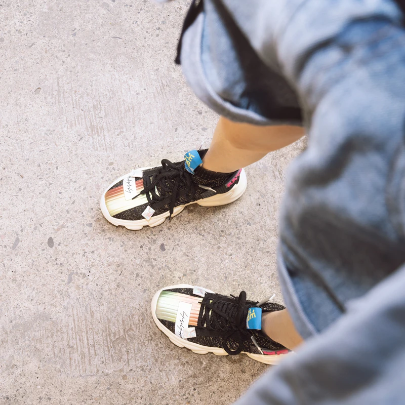IGU/женские кроссовки; обувь на плоской платформе; tenis feminino; эластичные носки; флуоресцентная обувь с высоким берцем; женская обувь; большие размеры 41, 42