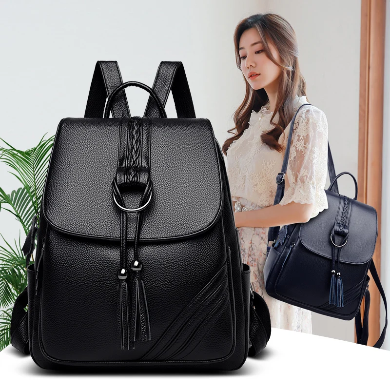 

Women Backpacks Designer High Quality Soft Leather Fashion Back Bag Female Travel Bags Mochilas Mujer 2021 New Fashion Backbags