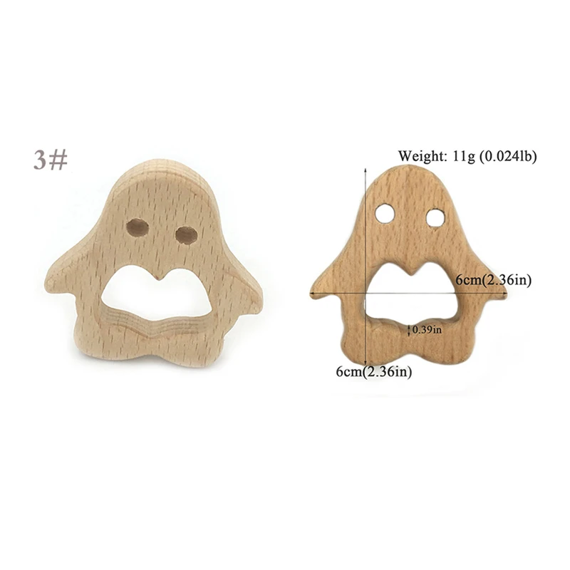 Mordedor de seguridad con forma de Animal para beb&eacute;, juguetes de dentici&oacute;n de grado alimenticio, haya, mordedura de beb&eacute;, Color madera, cuidado Dental, 1 unidad-4