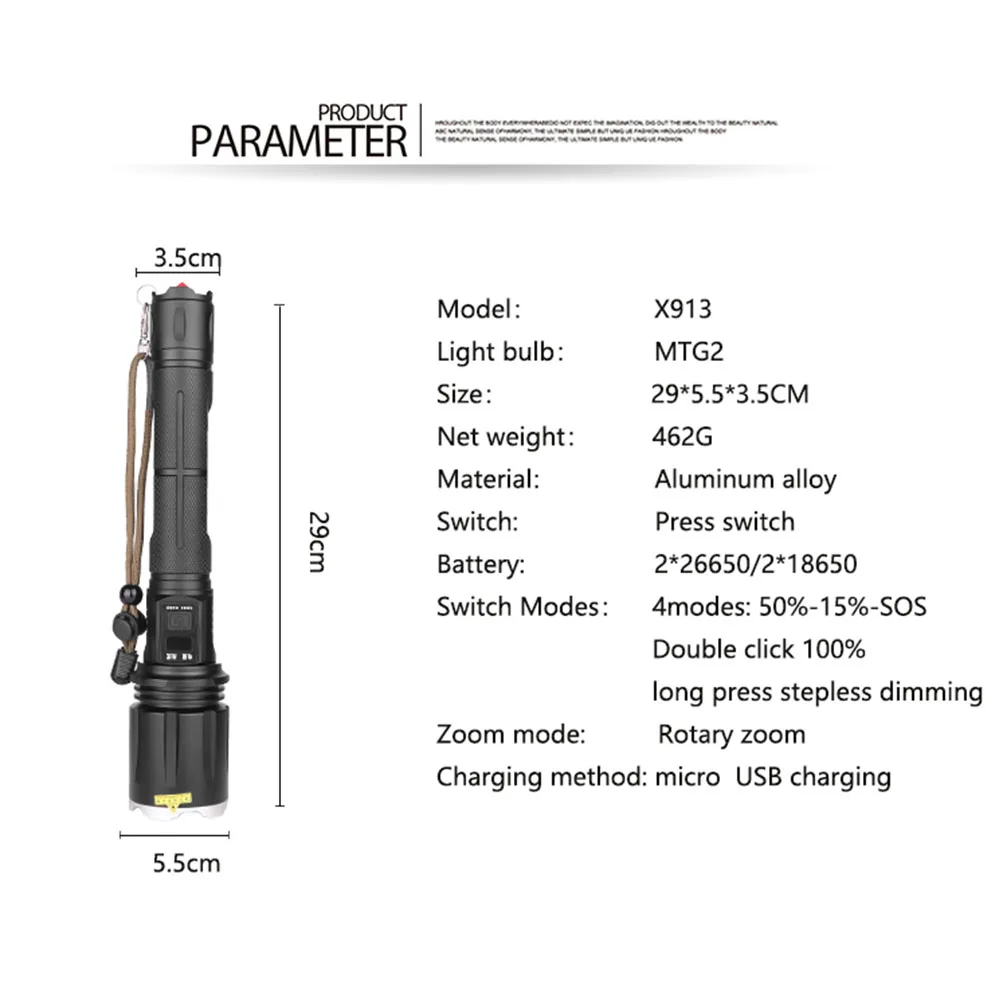Bestellen Neue MTG2 High Power Ultra Helle Led Taschenlampe USB Aufladbare Mit LCD Sicherheit Hammer Objektiv Weitwinkel Zoom Taschenlampe