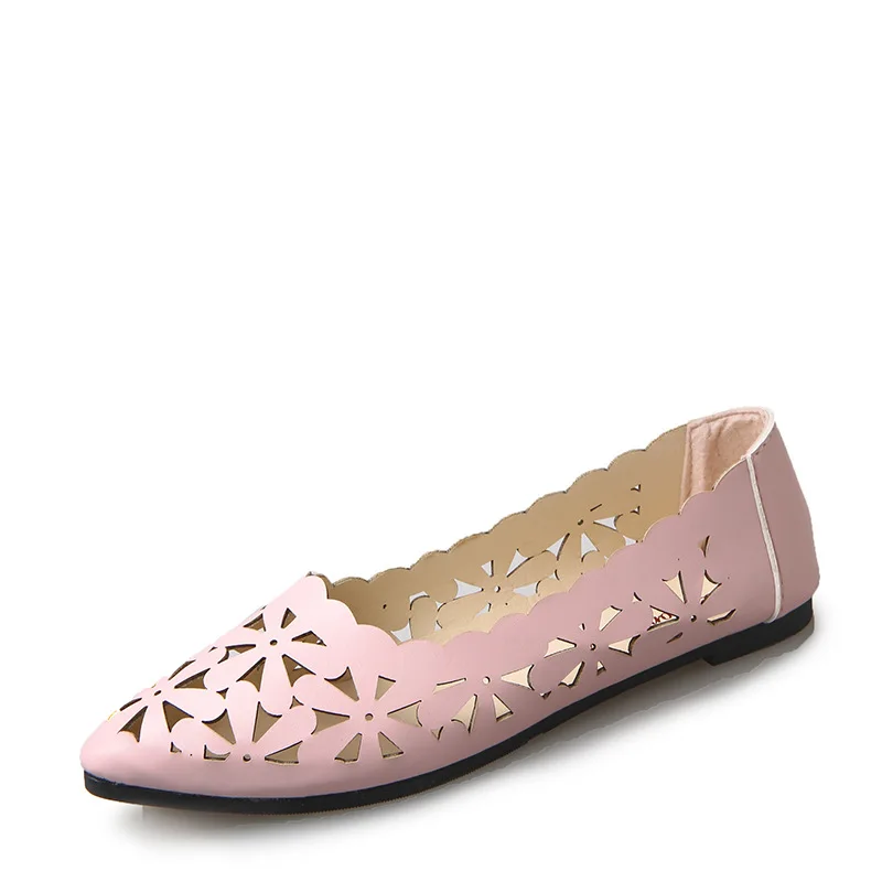 Women's Casual Shoes Big Size Female Loafers Summer Autumn Ladies Single Shoes Hollow Out Breathable Slip-on Spring Flats 2021