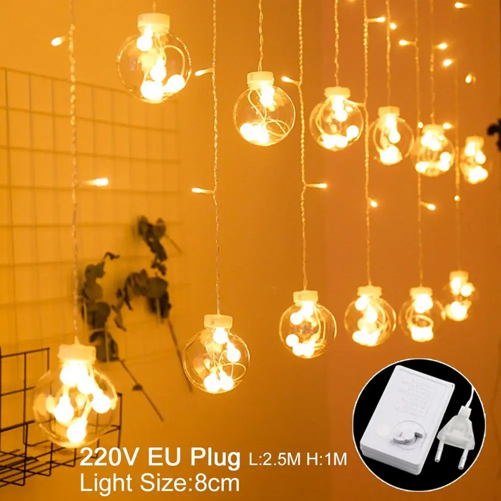 EU Plug 220V QIFU Рождественская елка занавеска С лосями светильник Счастливого Рождества Декор для дома Рождество украшения Рождественские подарки Navidad год - Color: EU Plug 220V
