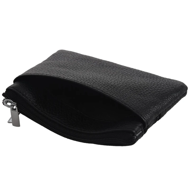 

2Pcs Leather Change Coin Purse with 4 Pockets and Keychain for Women - Coffee & Black