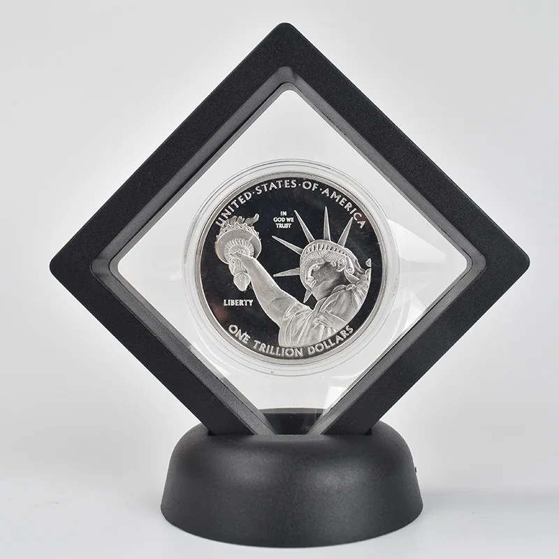 silver black case Позолоченные USD 1 триллиона долларов металлические монеты с указанием чехол черная бархатная Подарочная коробка для коллекции - Цвет: silver black case